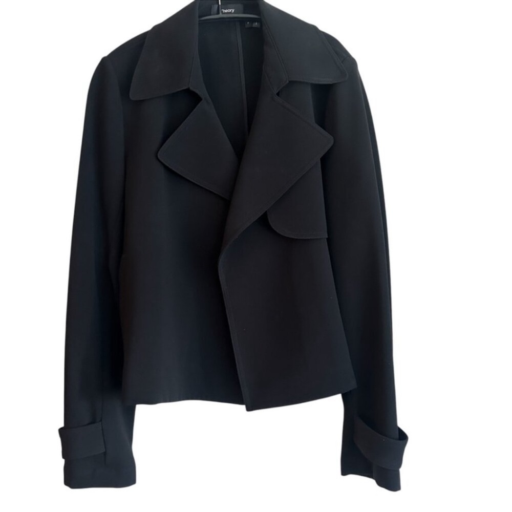 Theory Crepe Black Trench Jacket